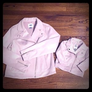 Mommy and me faux suede lilac moto jackets